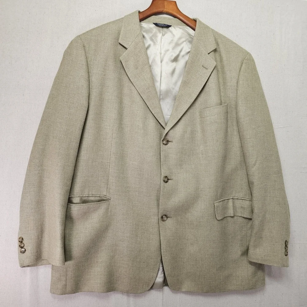 Brooks Brothers 346 Men's 50L Blazer Tan Wool Silk Blend Sport Coat Vtg Luxury‎